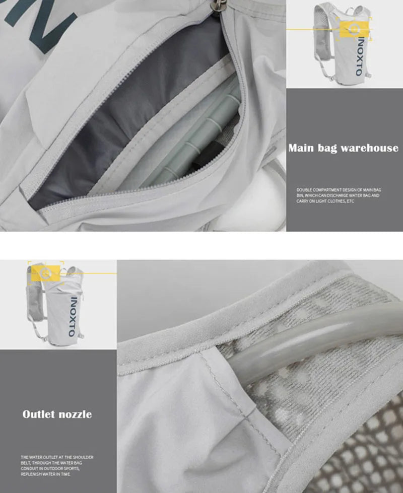INOXTO 5L Breathable Hydration Vest - Lightweight Running & Cycling Backpack for E-Bike, Trail & Marathon